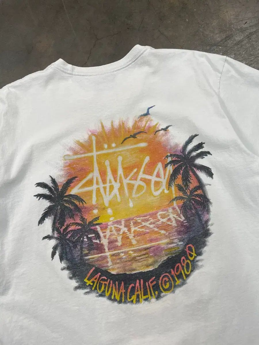 古着 stussy 半袖シャツ シアサッカー ステューシー ストリート SUNSET