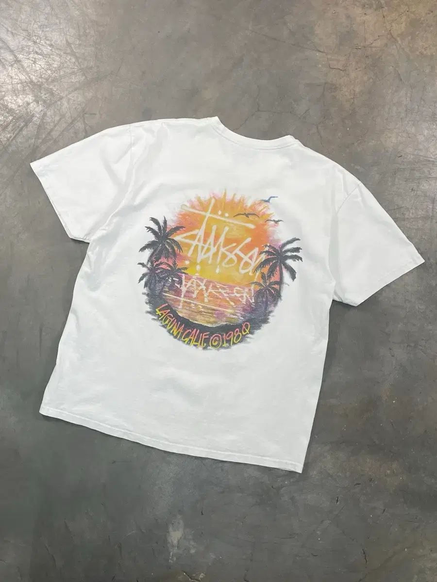古着 stussy 半袖シャツ シアサッカー ステューシー ストリート SUNSET