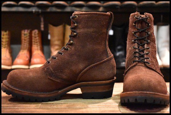 【8.5E 美品 14年】WESCO ウエスコ カスタムジョブマスター ブラウン ラフアウト 茶 ビブラム100 編み上げ ブーツ HOPESMORE 【GF260】