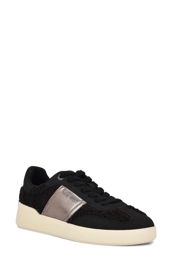ナインウェスト レディース シューズ スニーカー Nine West Linehan Faux Shearling Sneaker Black ブラック