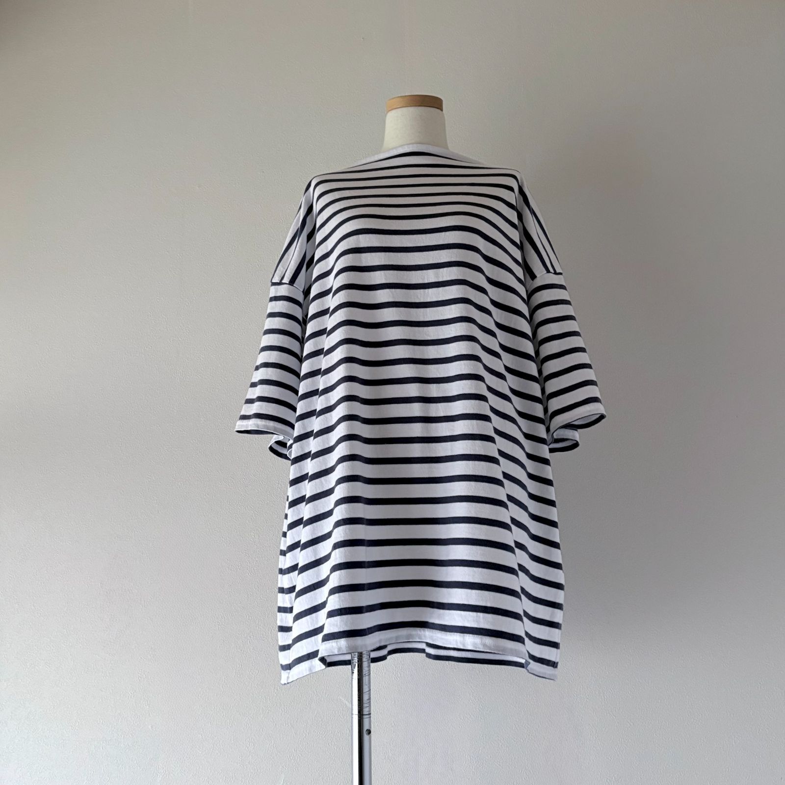 トゥジュー　今期　ボーダーボートネック　ハーフスリーブシャツ TOUJOURS トゥジュー / BOATNECK HALF SLEEVE SHIRT 5分袖 ボーダー