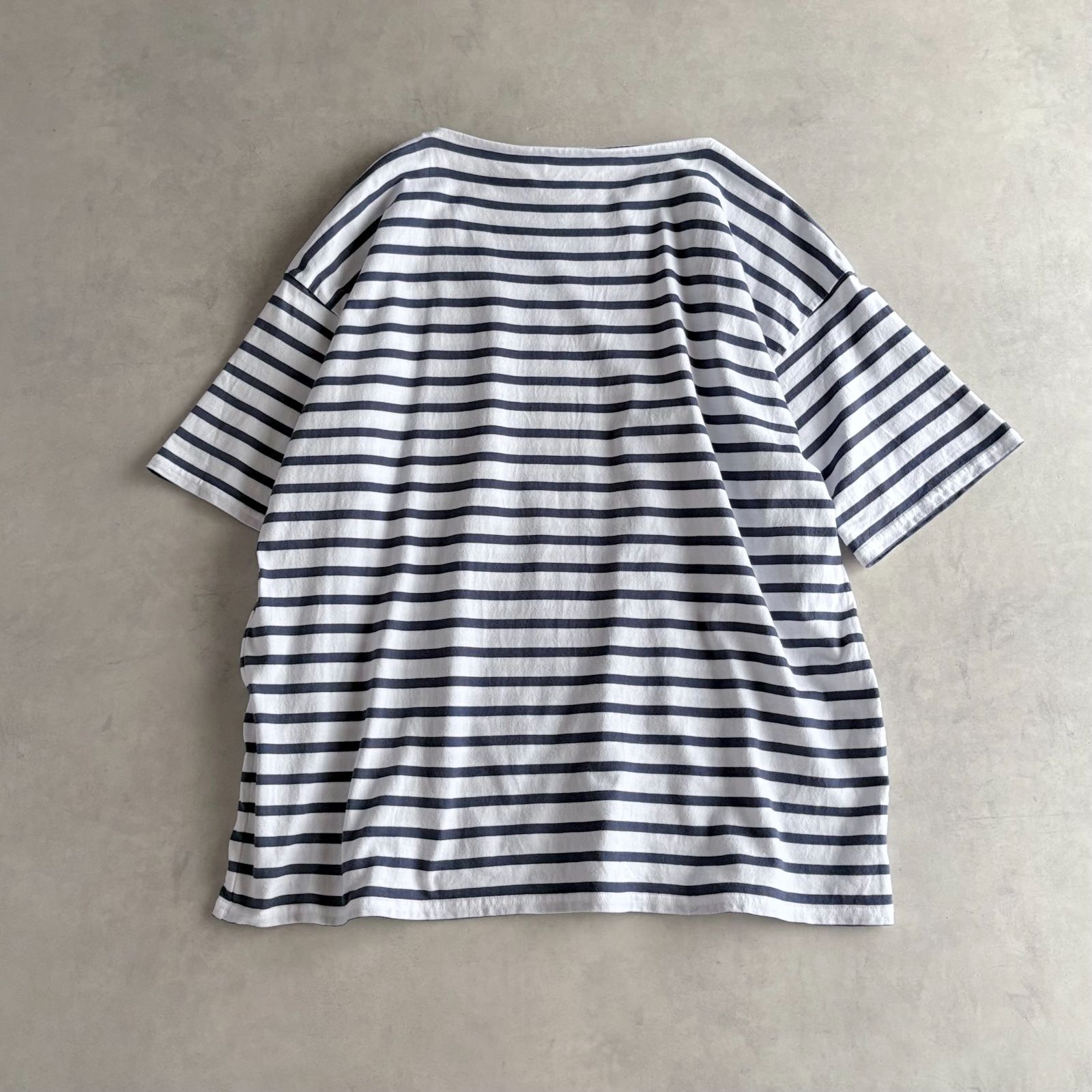 トゥジュー　今期　ボーダーボートネック　ハーフスリーブシャツ TOUJOURS トゥジュー / BOATNECK HALF SLEEVE SHIRT 5分袖 ボーダー