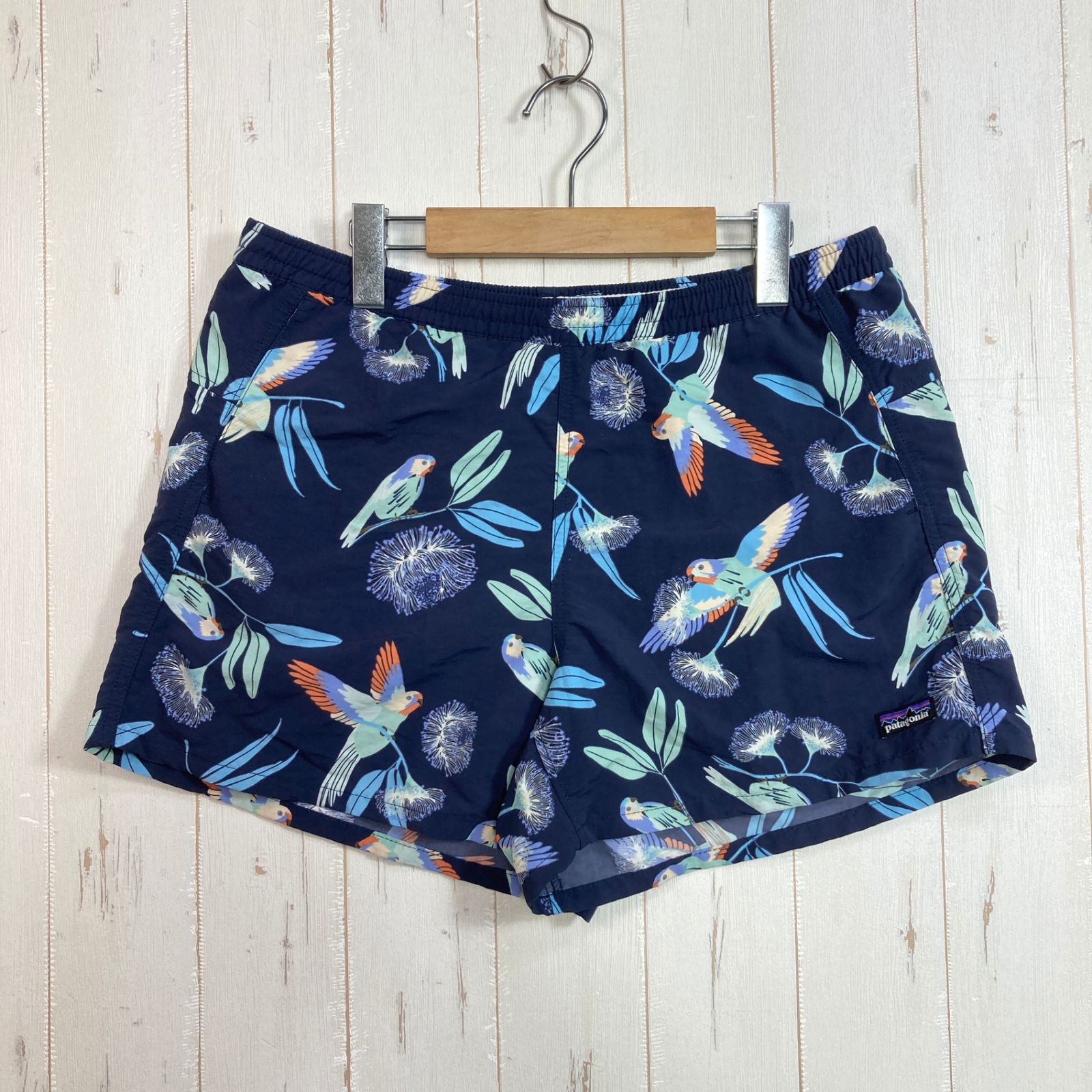 ✉️Women's M ネイビー系 2019 Patagonia ( パタゴニア ) バギーズ ショーツ 5インチ Baggies Shorts 5in Parrots: New Navy / PANN 希少カラー 入手困難 ナイロン ウェア ボ