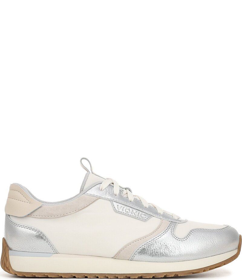 バイオニック レディース シューズ スニーカー レース Vionic Monarch Court Inspired Mixed Material Lace Up Sneakers SilverIvor