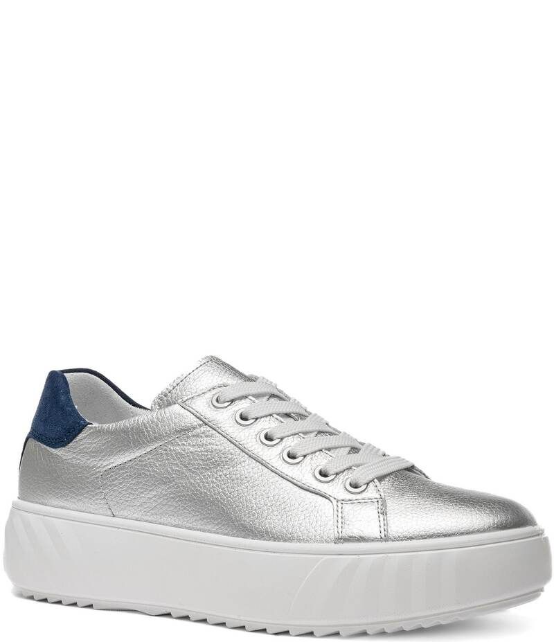 アラ レディース シューズ スニーカー プラットフォーム トール レザー ara Mikky Metallic Leather Cupsole Platform Sneakers SilverBlue
