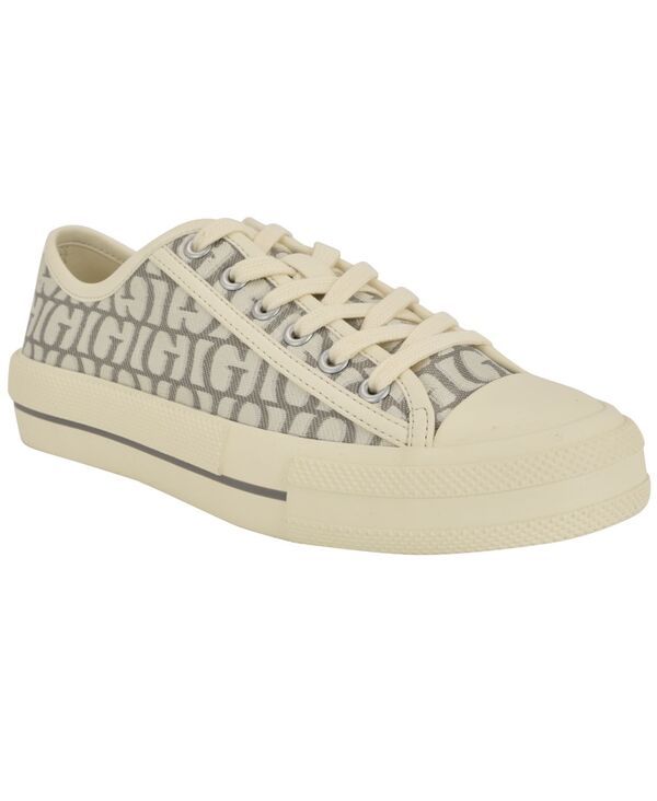 ゲス レディース シューズ スニーカー レース ロゴ GUESS Womens Carey Jacquard Logo LaceUp Sneakers Gray Logo グレー