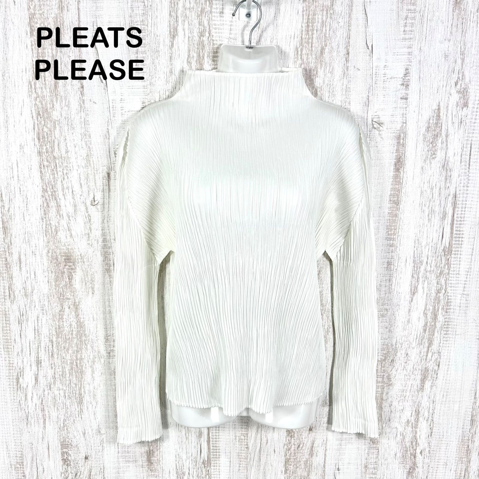 ISSEY MIYAKE PLEATS PLEASE イッセイミヤケ プリーツプリーズ ハイネック カットソー ホワイト 大きいサイズ