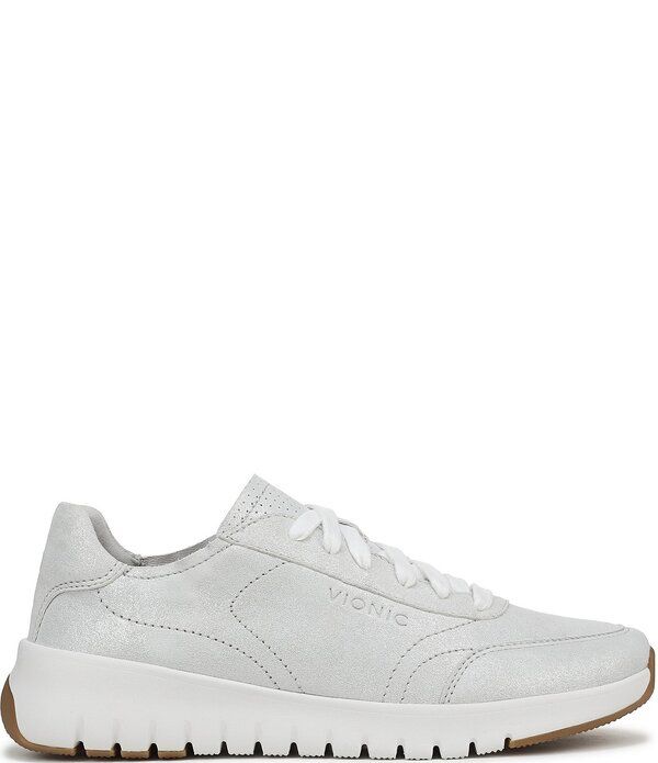バイオニック レディース シューズ スニーカー プラットフォーム トール レザー Vionic Uptown Metallic Leather Platform Sneakersilver シルバー