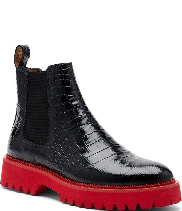 マークノーラン メンズ シューズ ブーツ・レインブーツ チェルシーブーツ チェルシー レザー Marc Nolan Mens Dax Croco Embossed Leather Chelsea Bo
