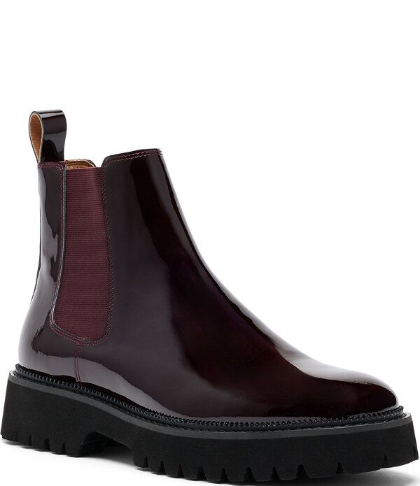 マークノーラン メンズ シューズ ブーツ・レインブーツ チェルシーブーツ チェルシー レザー Marc Nolan Mens Dax Patent Leather Chelsea Boots Burg