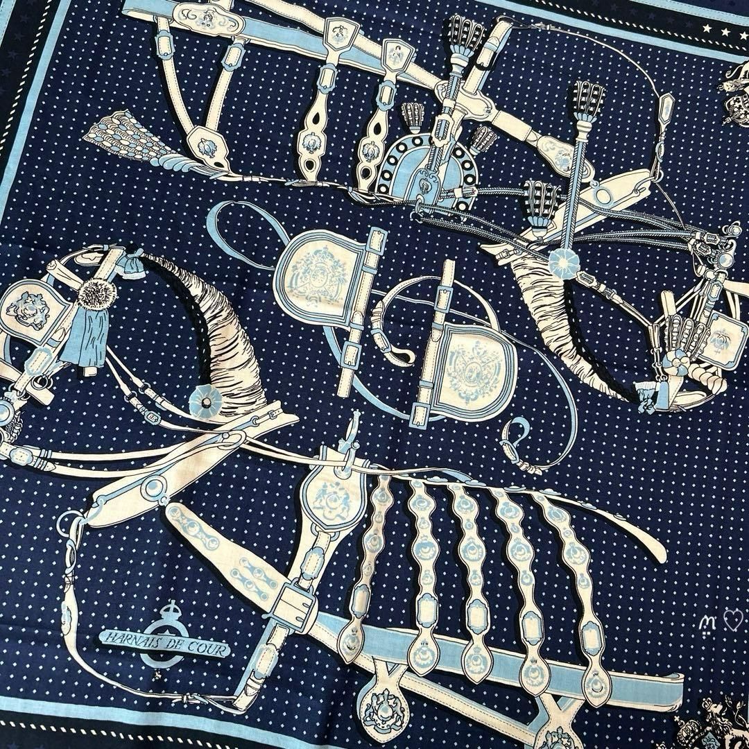 HERMES エルメス カレ140ジェアン 宮廷の馬具バンダナ カシシル マリン