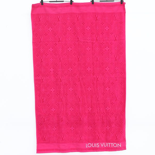 【美品】ルイヴィトン LOUIS VUITTON ドラドゥバン LVバケーション バスタオル ビーチタオル M77514 コットン ピンク【yy】【中古】4000012800900156