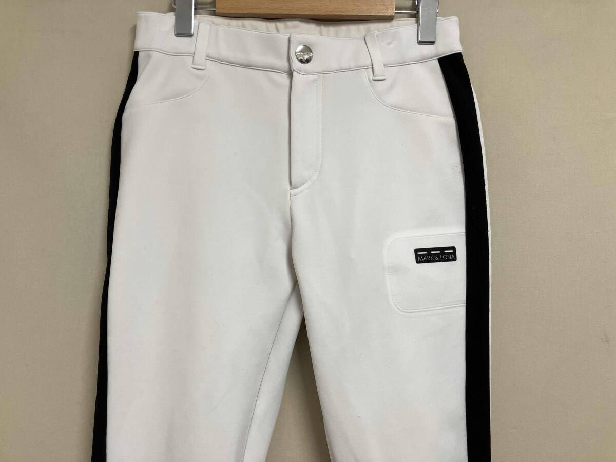 MARK&LONA ジャージスラックス ロゴ入り ストレッチパンツ サイズ40 使用感あり