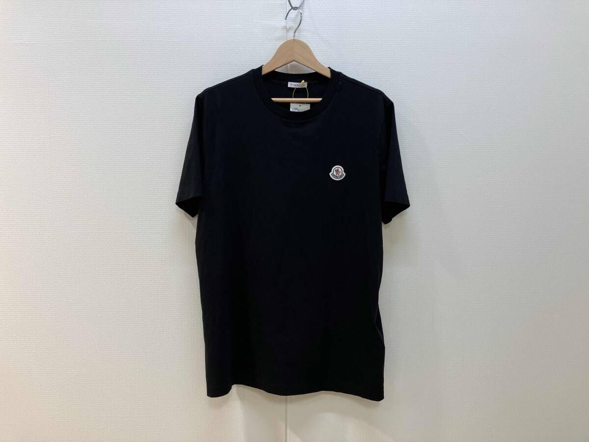 MONCLER モンクレール 半袖Tシャツ クルーネックTシャツ サイズM 黒 ブラック C-SCOM-22-32583 コットン メンズ ロゴワッペン 美品