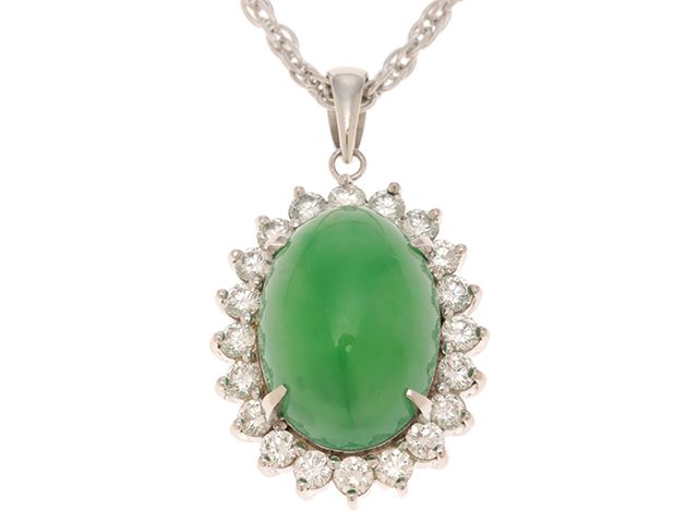 JEWELRY ジュエリー ネックレス PT850/PT900 プラチナ ヒスイ7.25ct ダイヤモンド0.70ct 11.1ｇ 2147400302032【中古】207