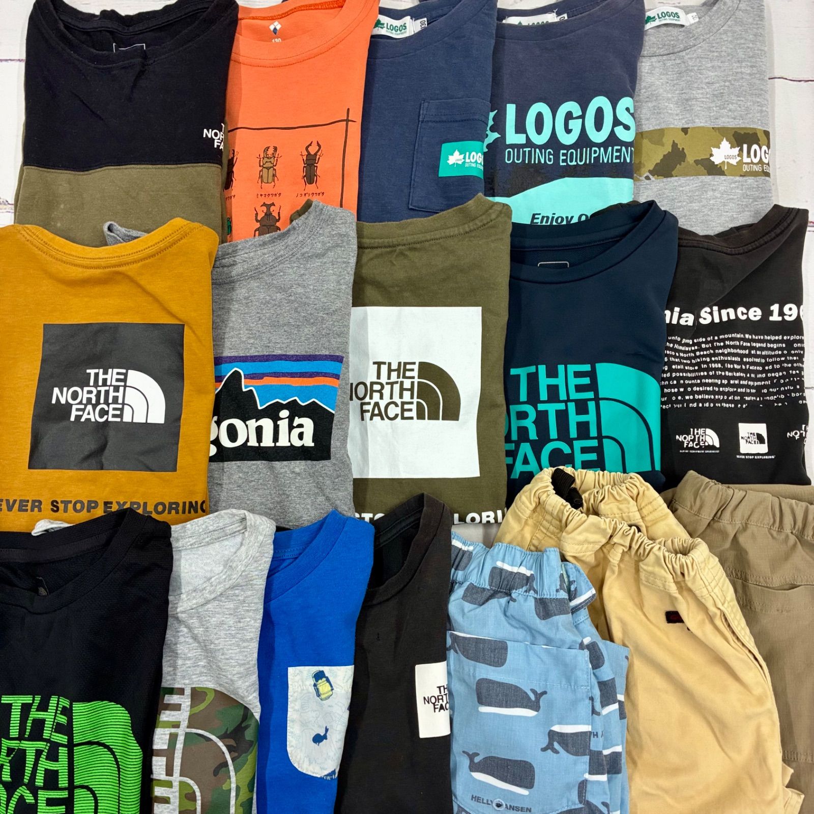 S963★ キッズ アウトドア まとめ17点セット 120-130 Tシャツ 半袖 ボトムス