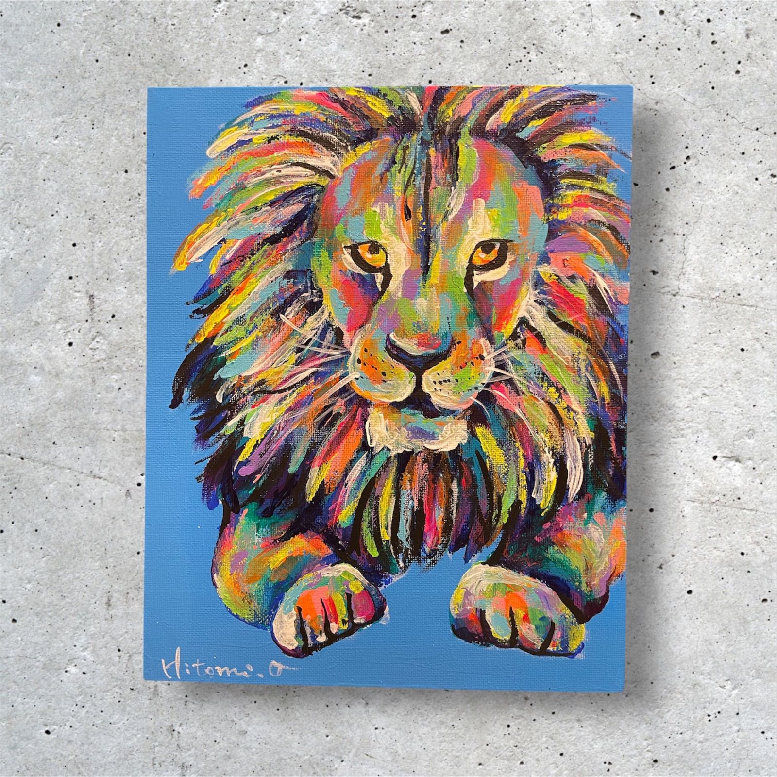 F3号キャンバス☆絵画原画 現代アート アート ライオン 動物画 作品