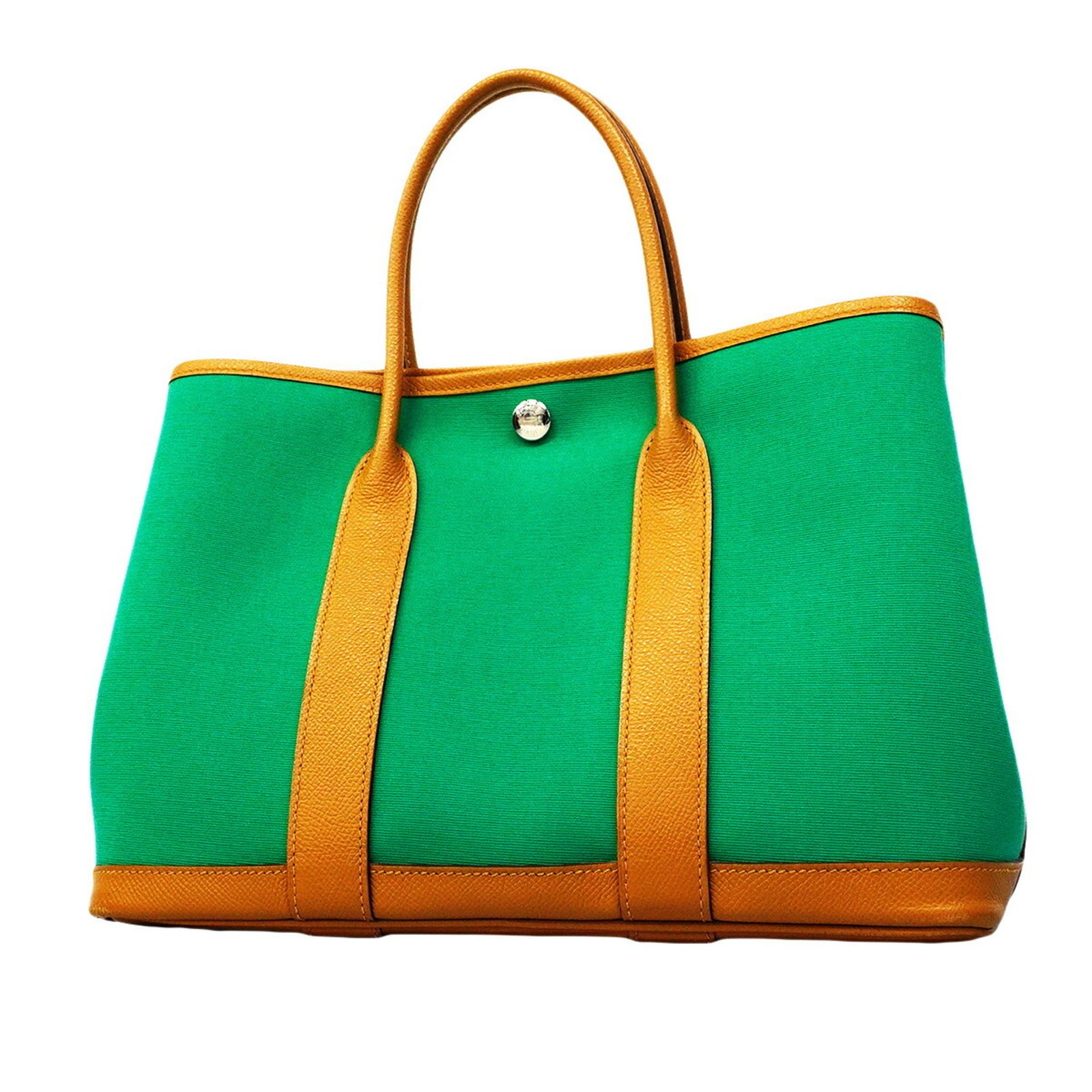 エルメス(Hermes) エルメス トートバッグ ガーデンPM トワルオフィシエ グリーン セサミ Z刻印レディース OP008107