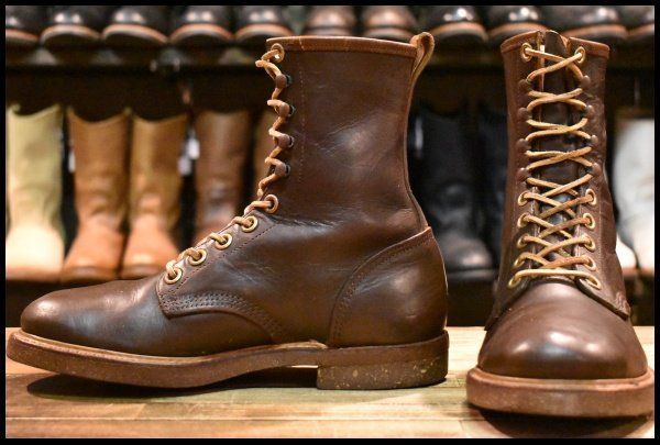 【7.5EEE 良品 60’S】PAIR A TROOPER ビンテージ ワークブーツ ブラウン レースアップ 編み上げ 先芯無し ブーツ HOPESMORE【GF272】