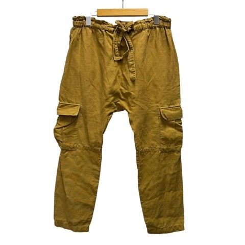 ウラジョンソン ulla johnson ワークパンツ カーゴ 麻混 無地 0 黄 イエロー