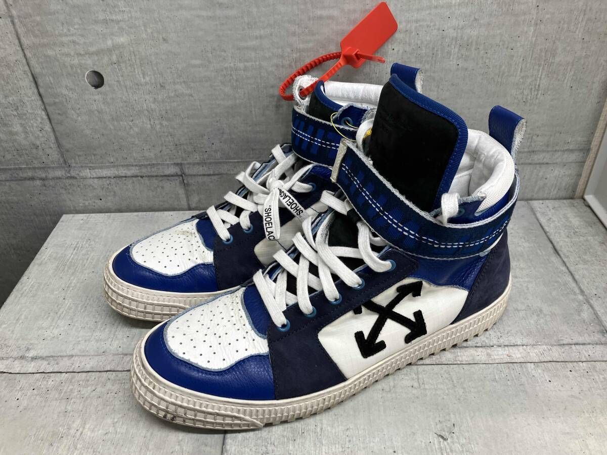 OFF-WHITE/スニーカー／インダストリアルベルトハイトップ／サイズ44 29cm ホワイトブルー