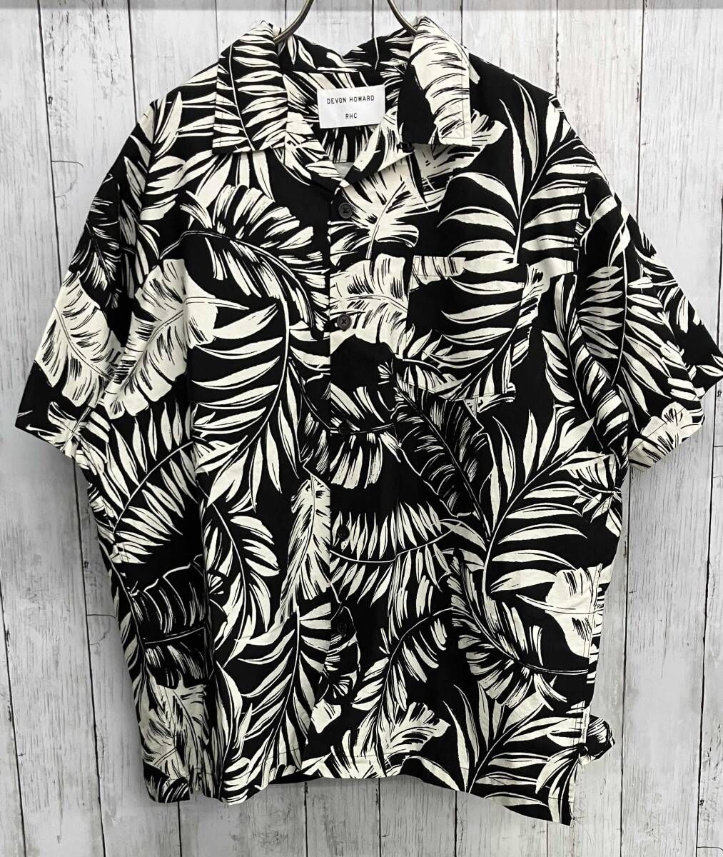 RHC Ron Herman × DEVON HOWARD 半袖シャツ ロンハーマン デヴォンハワード オープンカラー アロハシャツ モノトーン size M