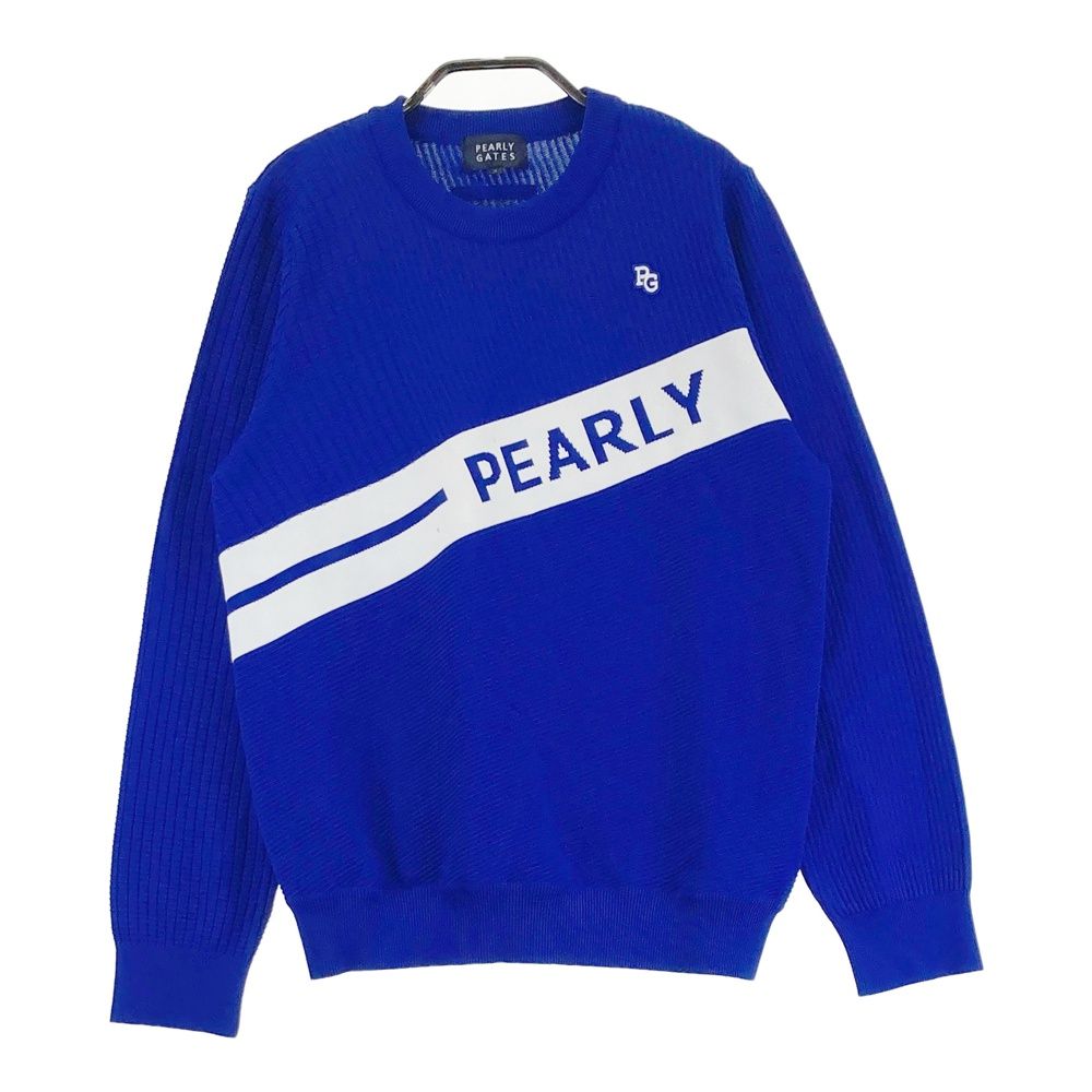 サイズ：1 PEARLY GATES パーリーゲイツ 2024年モデル ニットセーター  ブルー系 [240101721289] ゴルフウェア レディース ストスト サイズ：1 PEARLY GATES パーリーゲイツ 2024年モデル ニットセーター