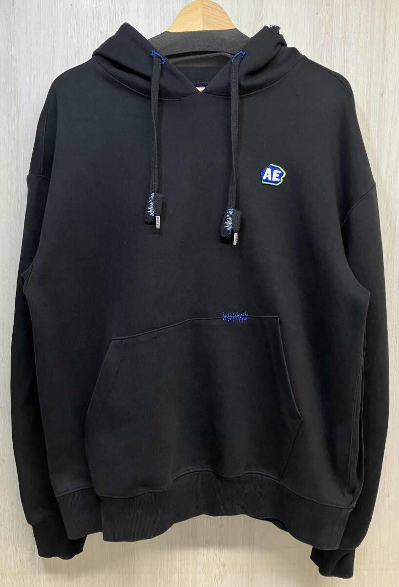 ADER ERROR ストーンロゴフーディA1 19AW アーダーエラー メンズ パーカー フーディ ブラック ブルー コットン 刺繍 韓国 19AFWTO01BK1