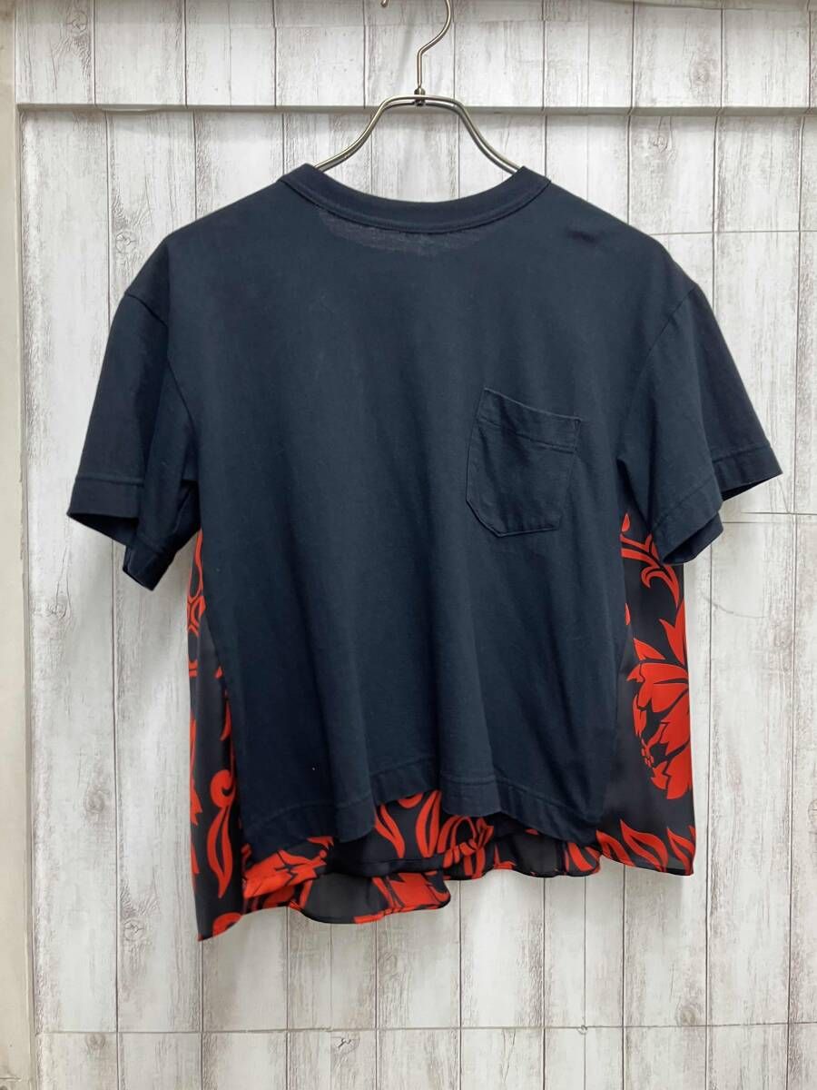 sacai/半袖Tシャツ／フローラル切替tシャツ