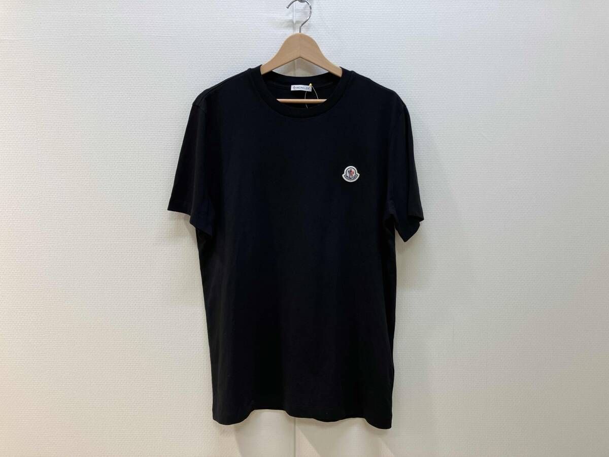 MONCLER モンクレール 半袖Tシャツ クルーネックTシャツ サイズM 黒 ブラック C-SCOM-22-32583 コットン メンズ ロゴワッペン 美品