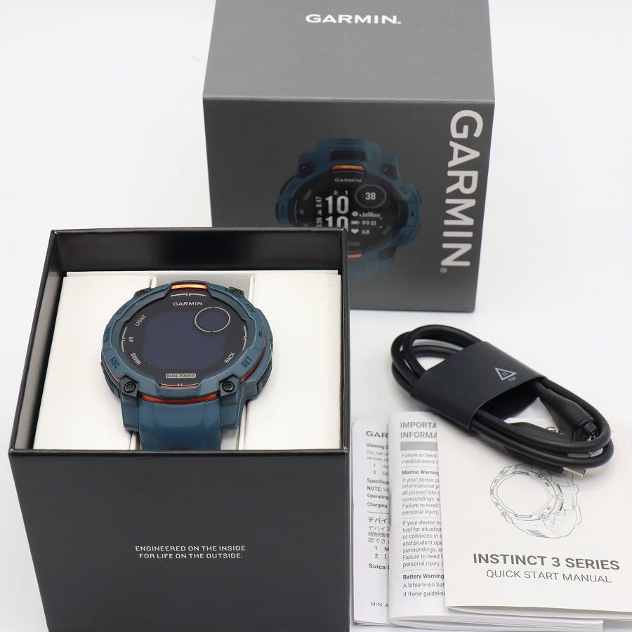 【美品】GARMIN Instinct 3 Dual Power 45mm 010-02934-31 Twilight スマートウォッチ インスティンクト スリー デュアル パワー ガーミン 本体