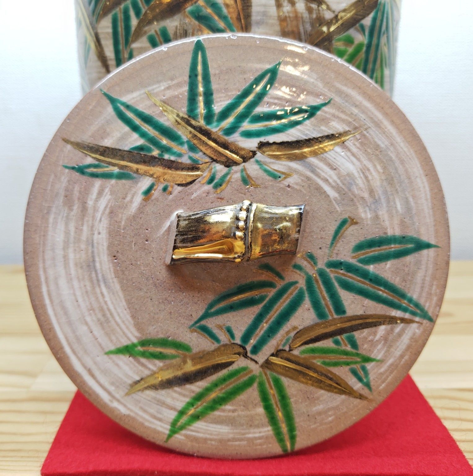逢絢亭・中古品】茶道具 水指 京焼 乾山写 竹の絵 竜谷窯 宮川香雲 共