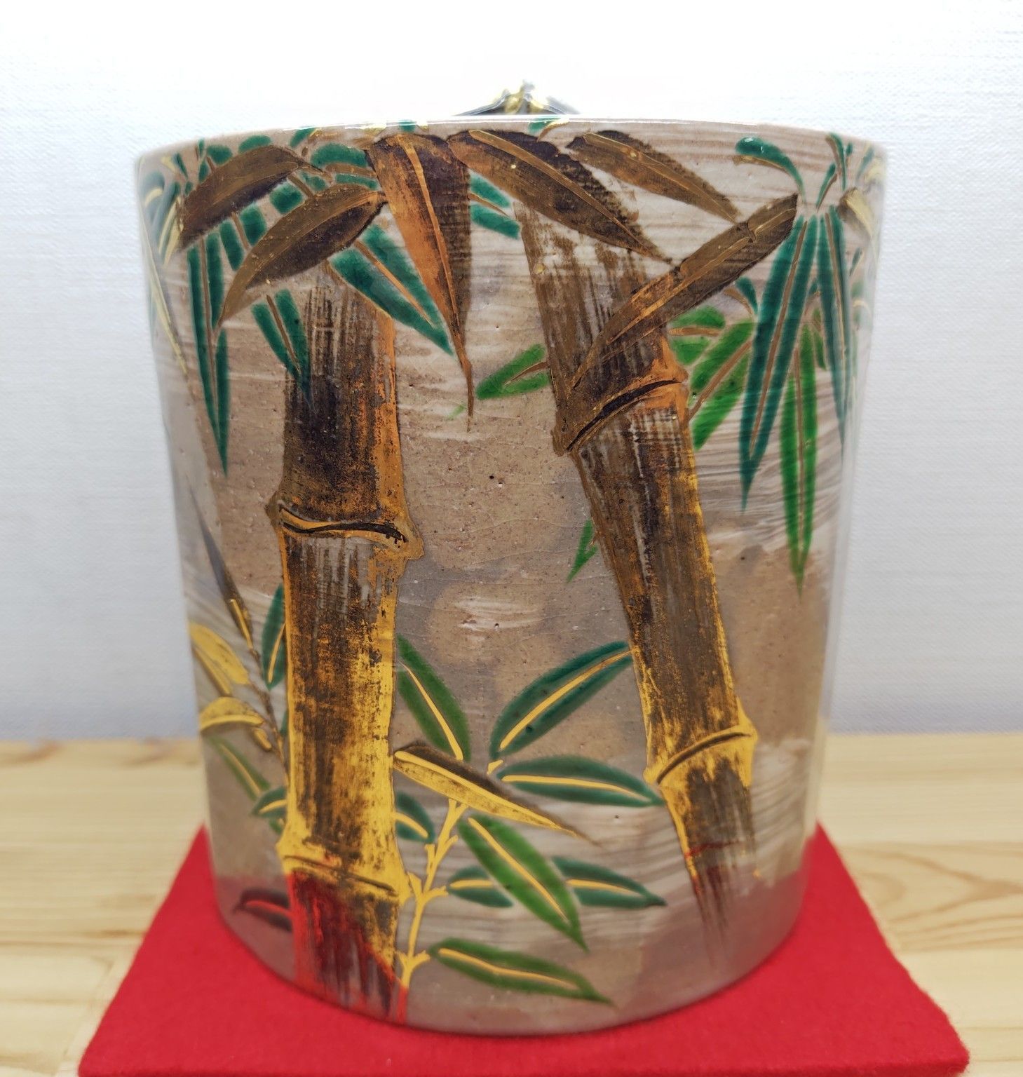 逢絢亭・中古品】茶道具 水指 京焼 乾山写 竹の絵 竜谷窯 宮川香雲 共