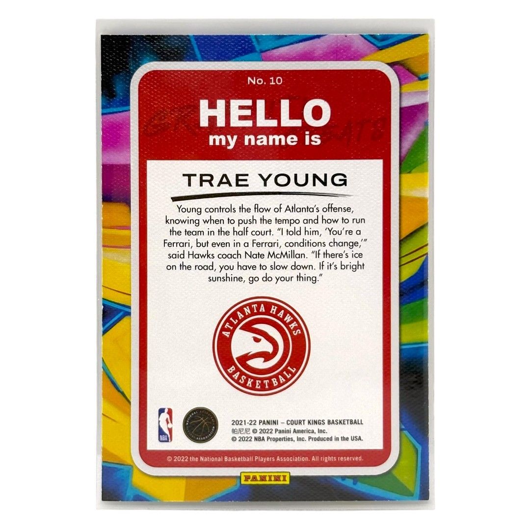 2019 NBAカード Trae Young サイン 10シリ PANINI NBAカード COURT KINGS TRAE YOUNG ATLANTA HAWKS #10 送料無料