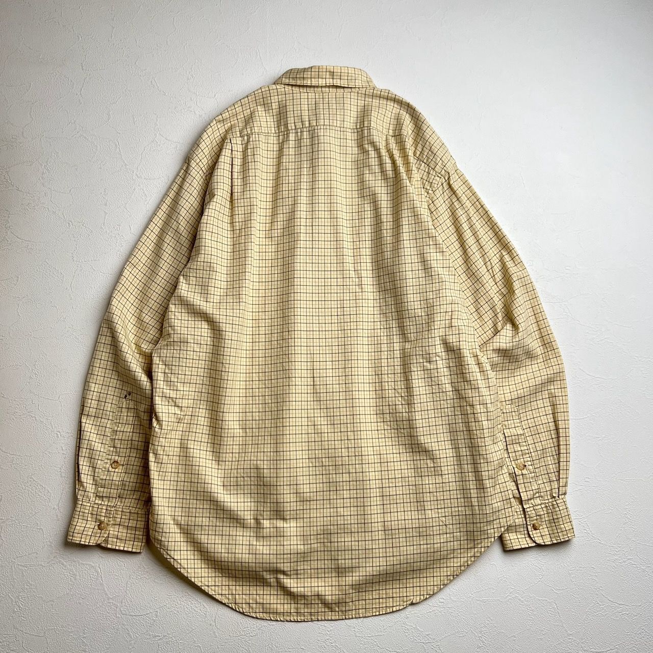 90s Ralph Lauren LINDSEY　胸ポケット　チェック　長袖シャツ　ラルフローレン　クリーム　L 古着