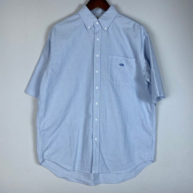 【中古品】 THE NORTH FACE ザ・ノースフェイス S/S STRIPE OX B.D.BIG SHIRT NT3111N ストライプ オックスフォード ボタンダウン ビッグ シャツ 半袖トップス 【144-260622-ss-02-tei】
