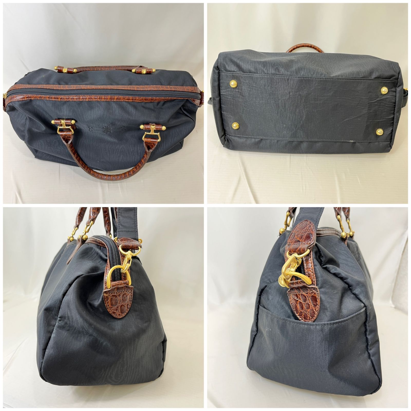 BALENCIAGA バレンシアガ 2Way ボストンバッグ ブラック 型押し BBロゴ