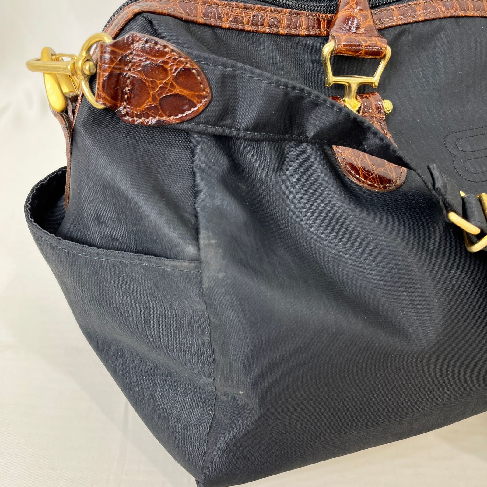 BALENCIAGA バレンシアガ 2Way ボストンバッグ ブラック 型押し BBロゴ