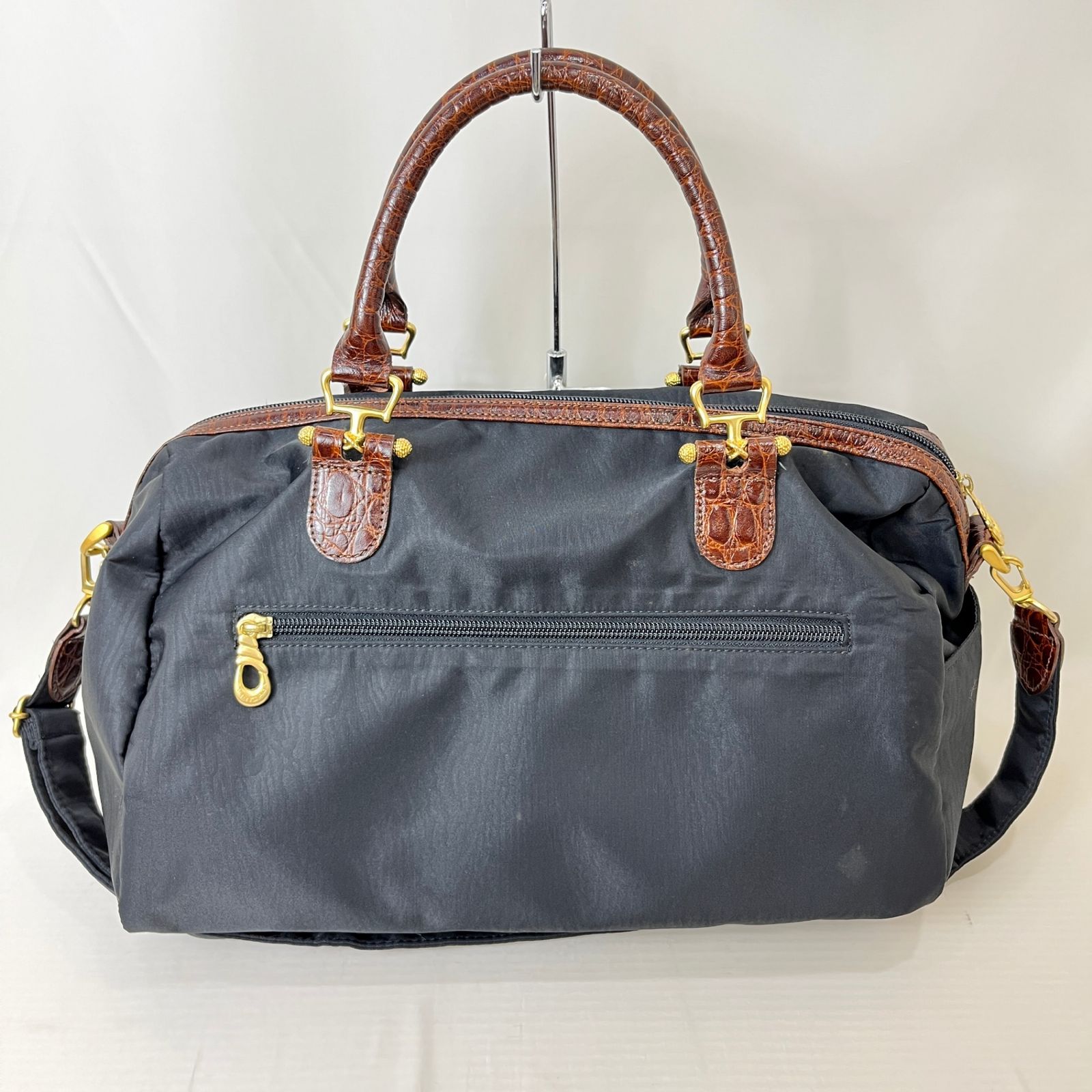 BALENCIAGA バレンシアガ 2Way ボストンバッグ ブラック 型押し BBロゴ