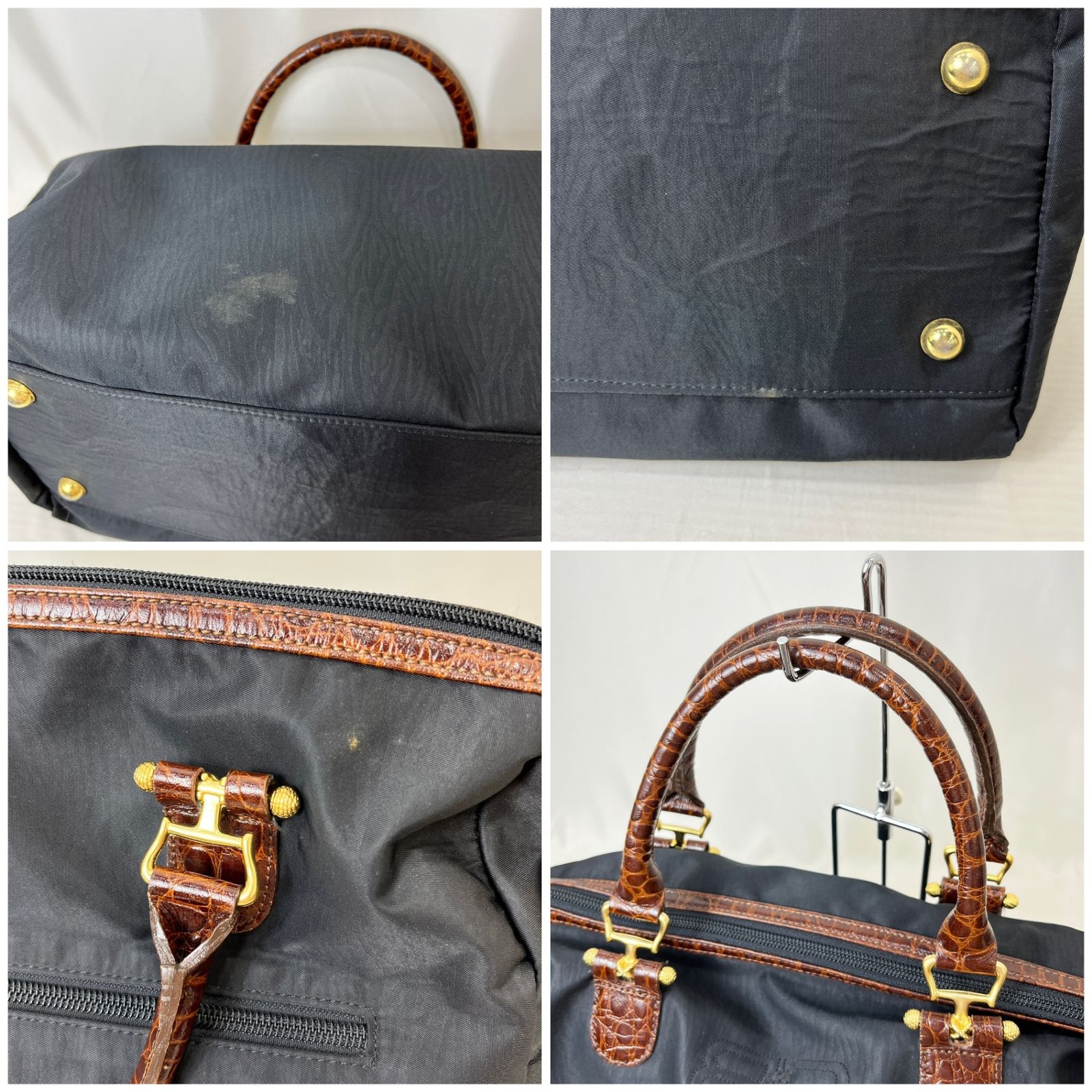 BALENCIAGA バレンシアガ 2Way ボストンバッグ ブラック 型押し BBロゴ