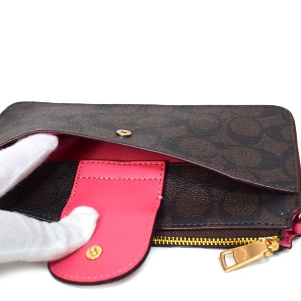美品　コーチ　アクセサリーポーチ　ポピー　シークィン　スパンコール　チェーン COACH コーチ ポーチ アクセサリーポーチ オプアート