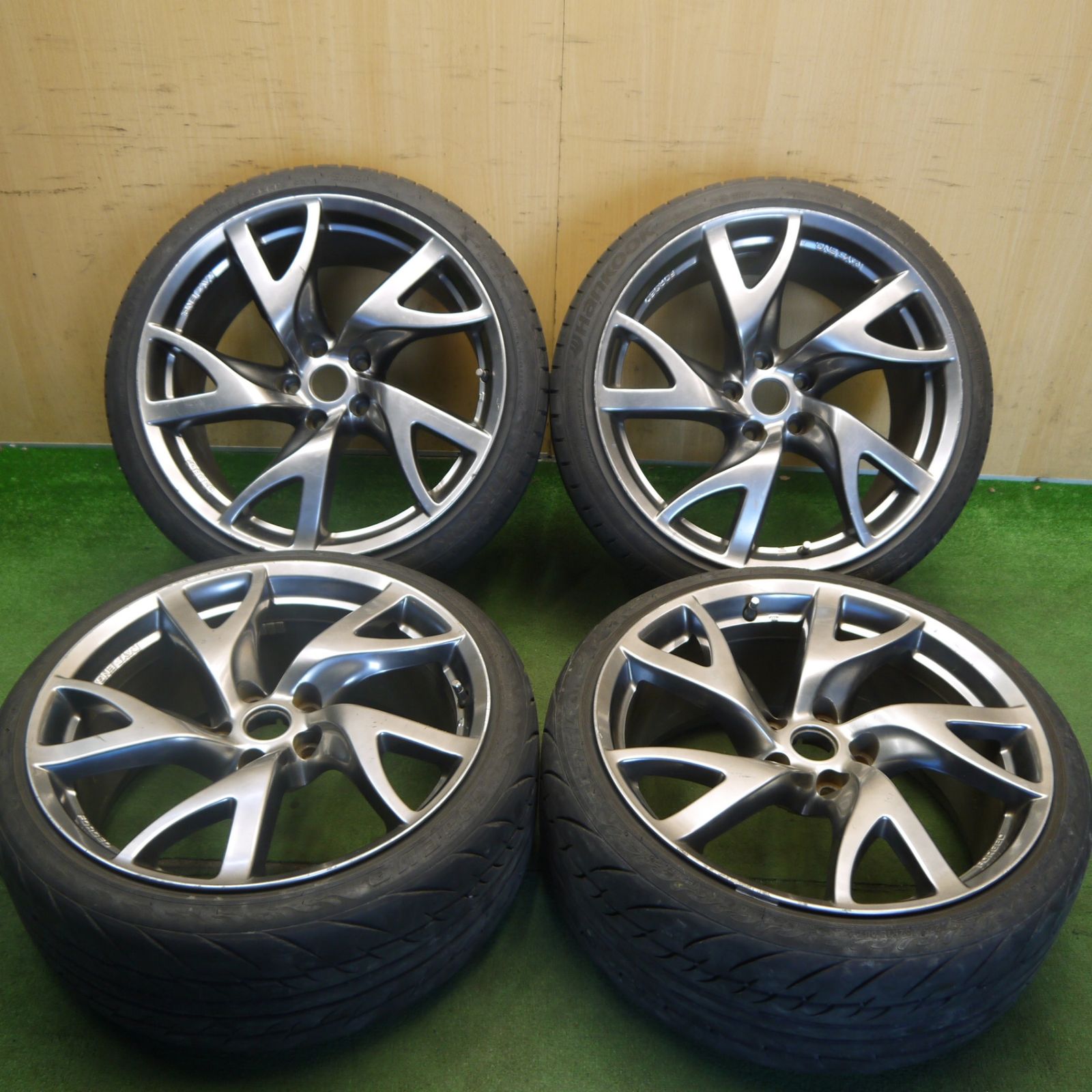 バリ溝！23年！8.5分◎日産 フェアレディZ Z34 純正 RAYS 225/35R19 245/35R19 ファイナリスト 595 EVO ハンコック ベンタス V12 evo2 レイズ 19インチ PCD114.3/5H◎6061207Hノ
