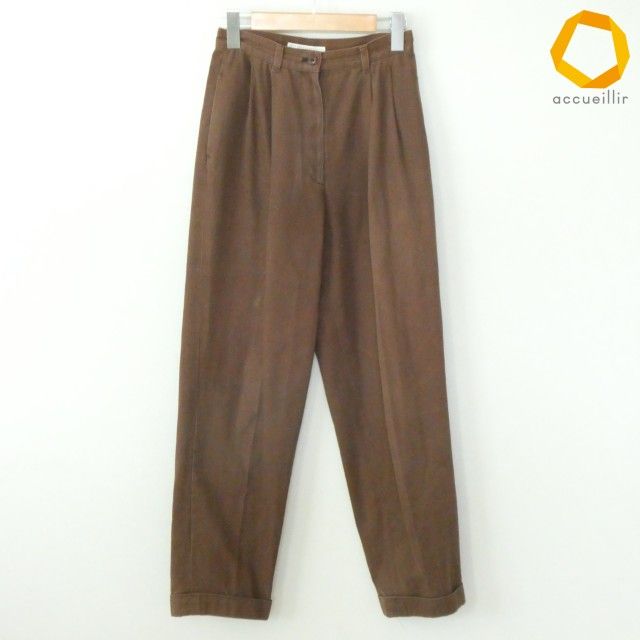 #a カネコイサオ KANEKO ISAO パンツ 茶 ロールアップ 無地 ワイド レディース [1014486] k01