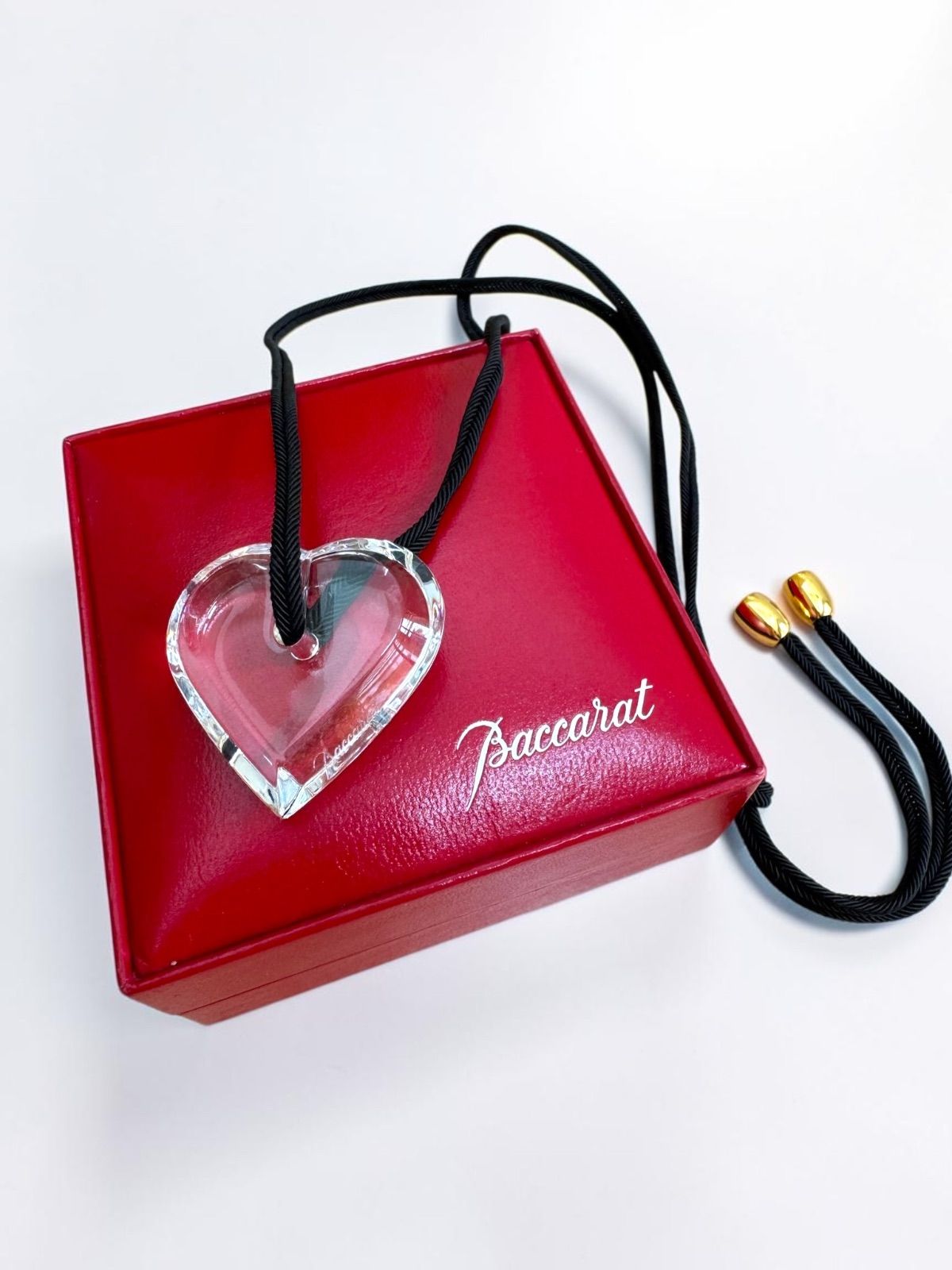 【中古美品】バカラ Baccarat クリスタル ハート ネックレス チャーム ペンダントトップ クリア　 [箱・紐付き]