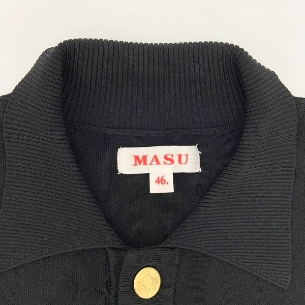 MASU エムエーエスユー 襟付きカーディガン MSロゴ 刺繍 クレスト