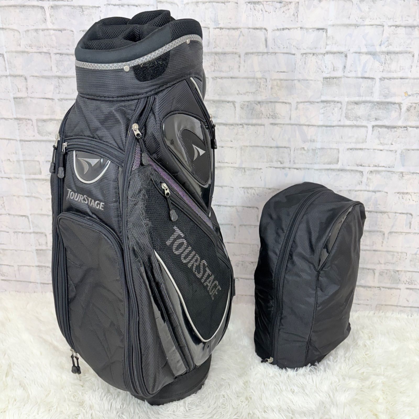 TOURSTAGE キャディバッグ ゴルフバッグ 黒 ブラック TOURSTAGE ツアーステージ キャディバッグ ゴルフバッグ golf ブラック