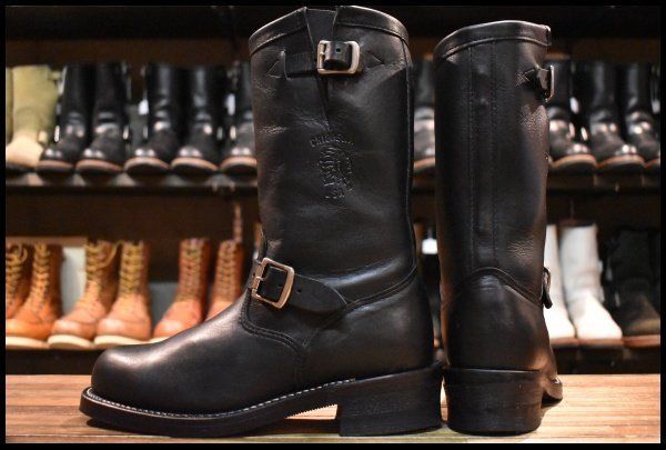 8.5E 美品 白タグ】Chippewa チペワ エンジニア 27863 黒 ブラック