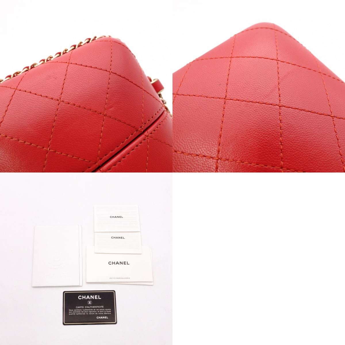 CHANEL レザーケース レッド CHANEL シャネル フォンケース ショルダーバッグ マトラッセ