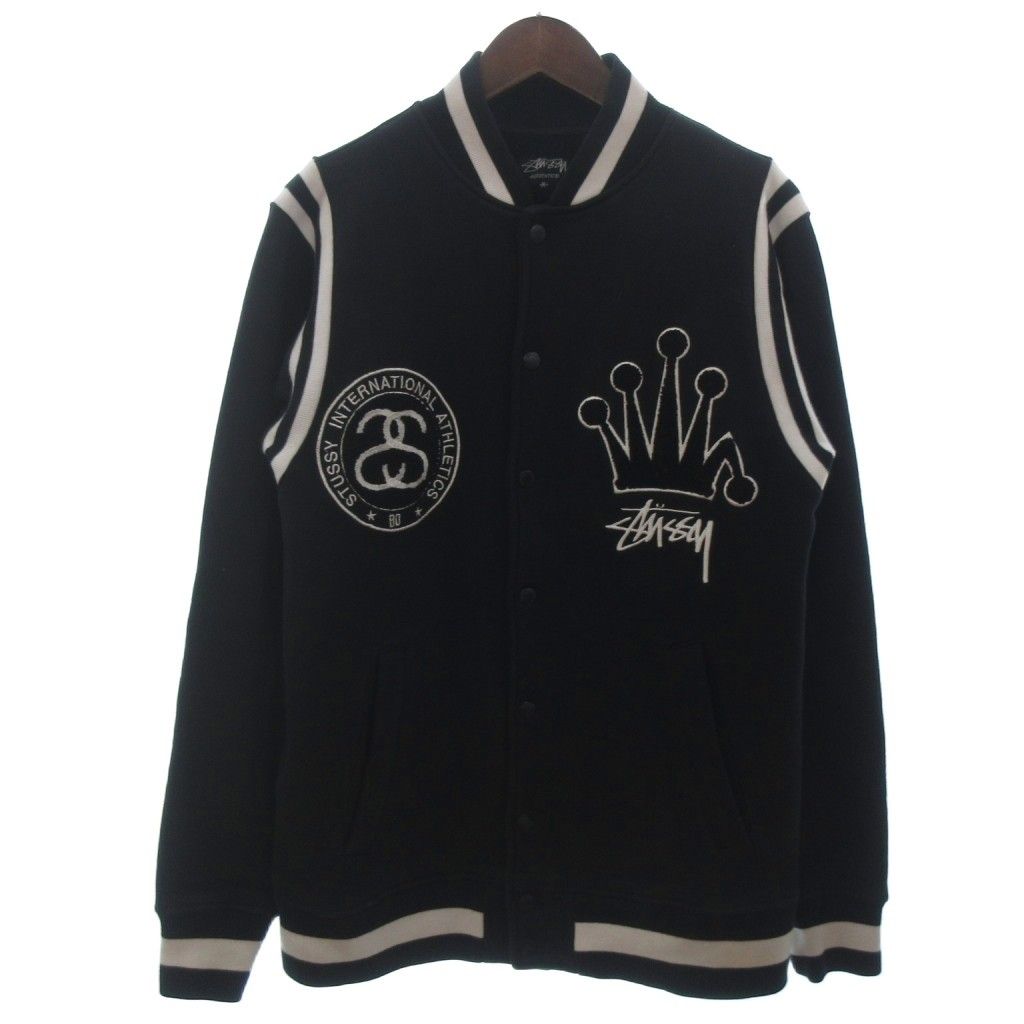 ステューシー STUSSY クラウンロゴ スウェット スタジャン ジャケット