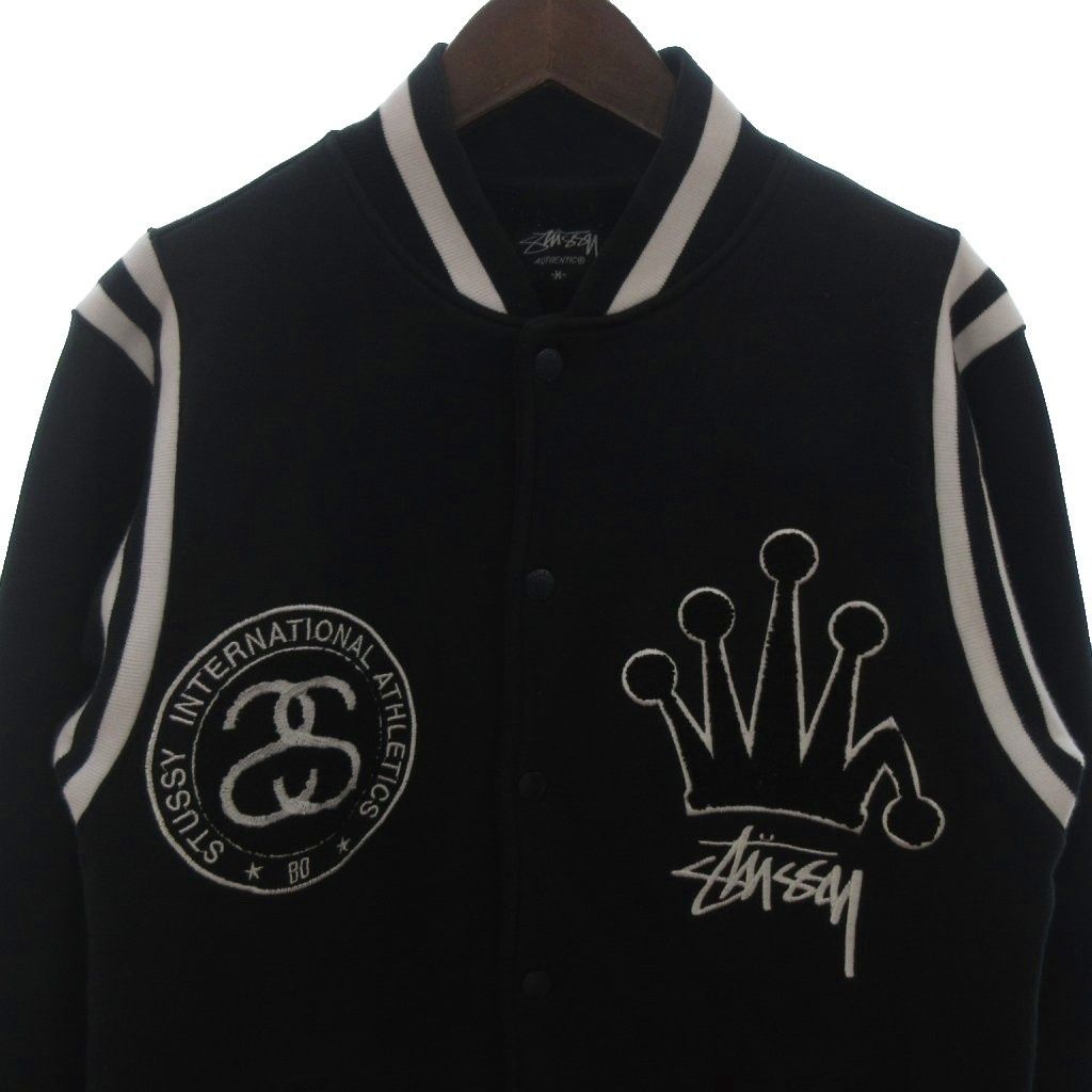 ステューシー STUSSY クラウンロゴ スウェット スタジャン ジャケット